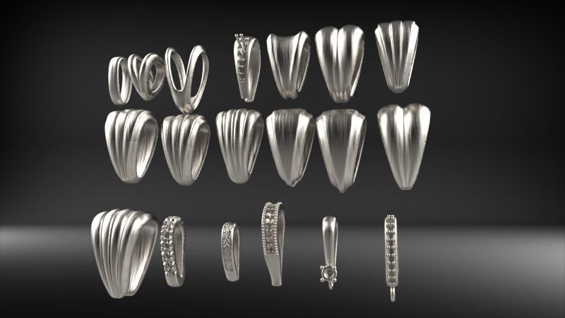 Various Assorted Bails jewelry findings necklace pendants charms 3D print model_4