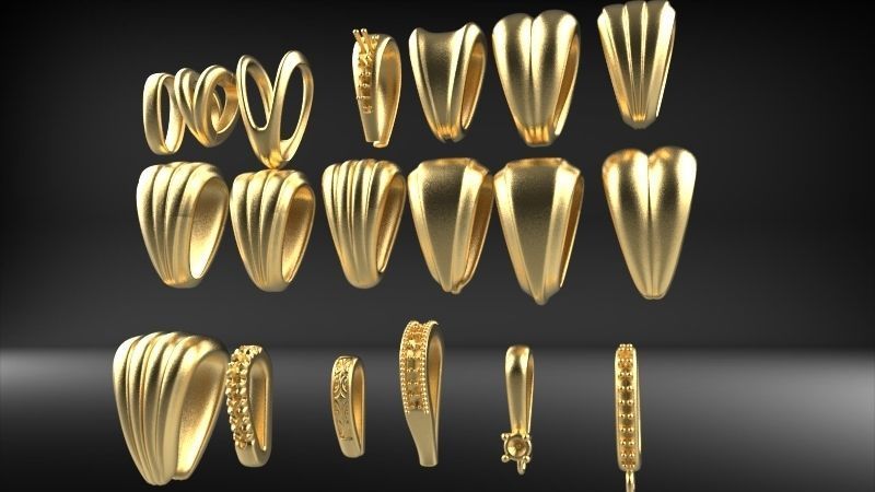 Various Assorted Bails jewelry findings necklace pendants charms 3D print model_7