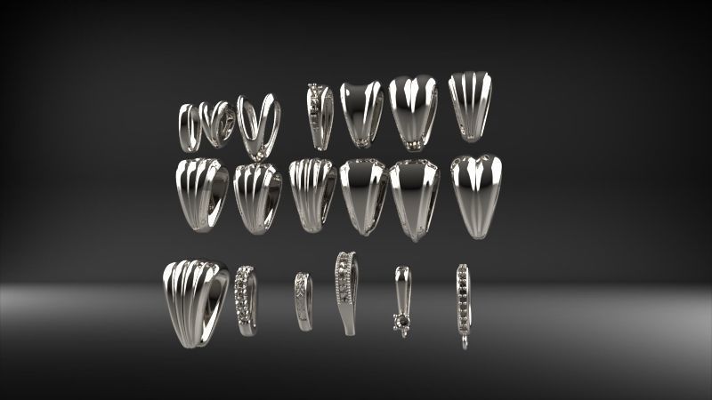 Various Assorted Bails jewelry findings necklace pendants charms 3D print model_8