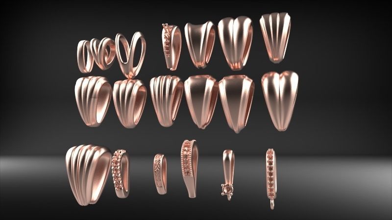 Various Assorted Bails jewelry findings necklace pendants charms 3D print model_11