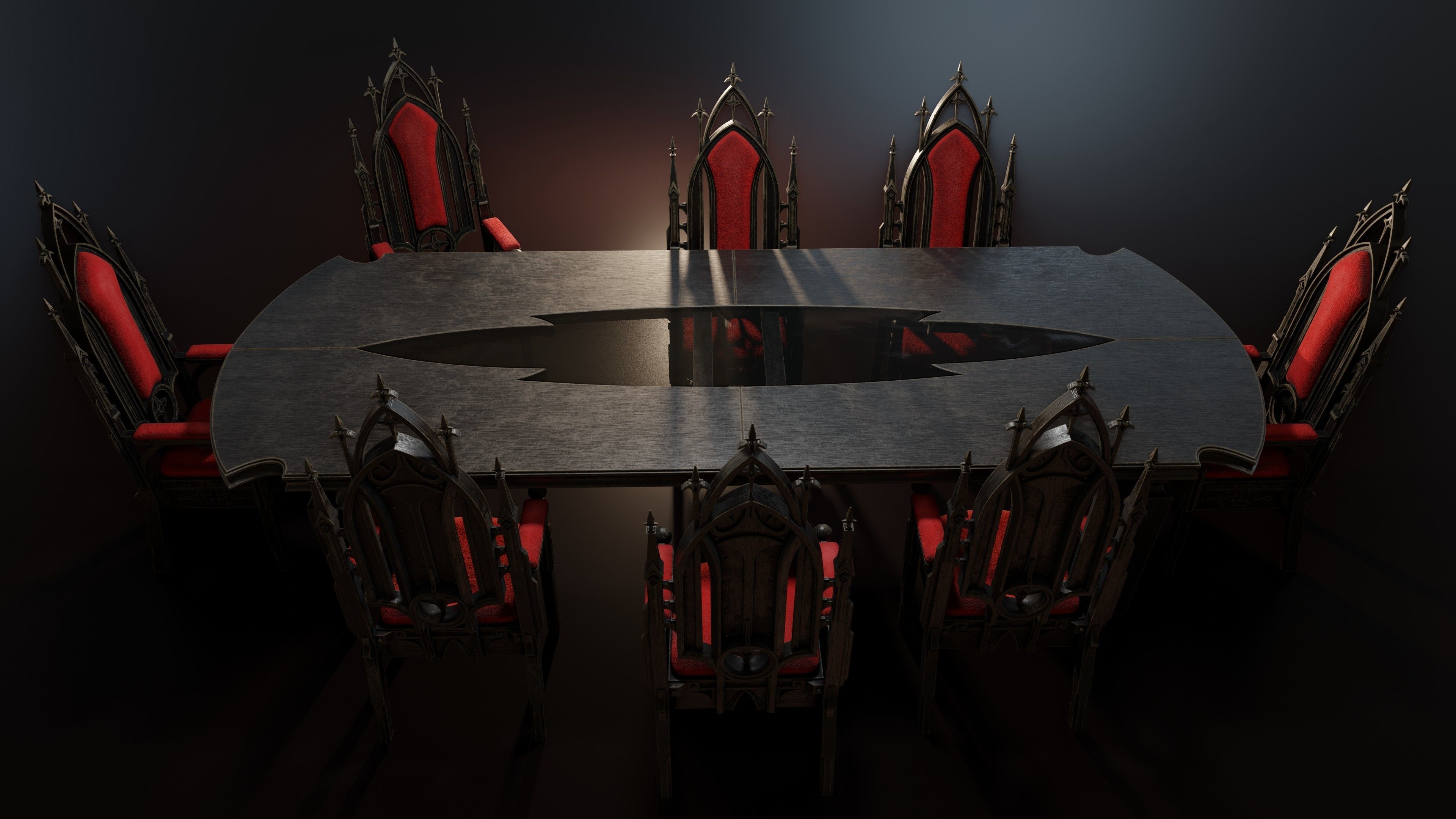 Victorian 8 seater table Low-poly 3D model_9