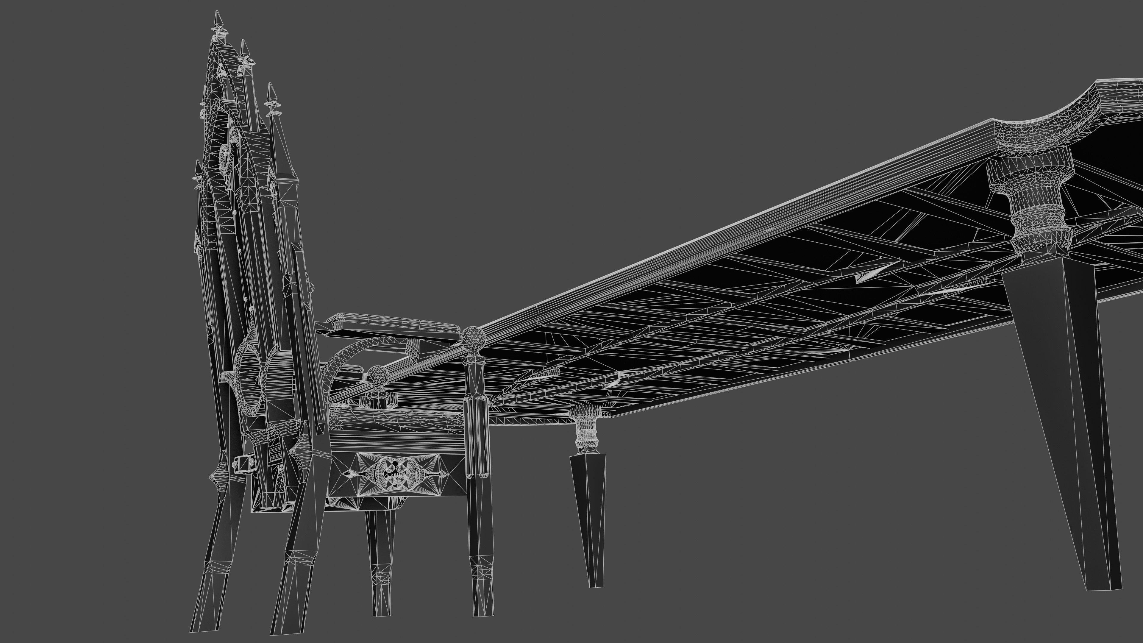 Victorian 8 seater table Low-poly 3D model_25