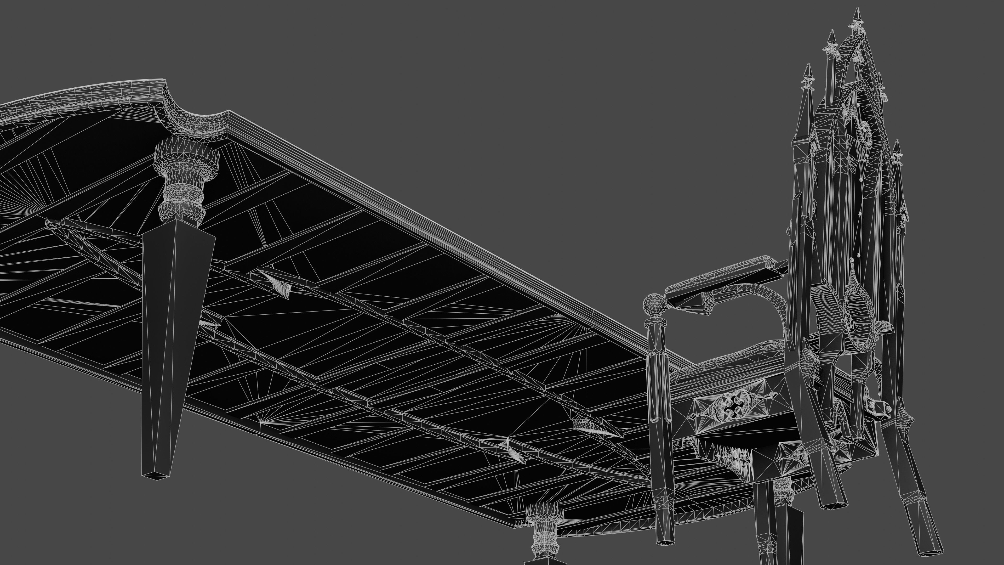 Victorian 8 seater table Low-poly 3D model_22