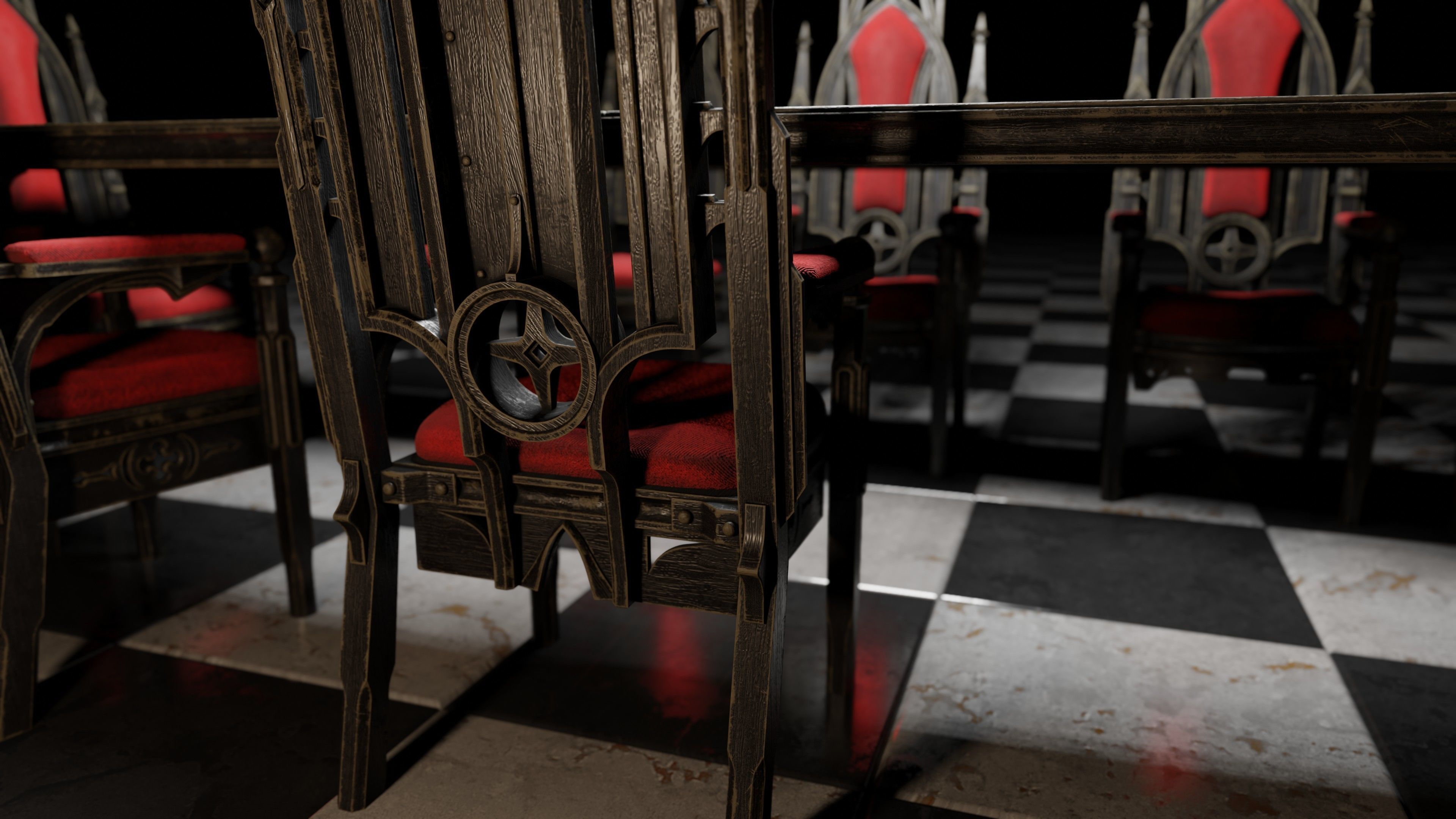 Victorian 8 seater table Low-poly 3D model_12