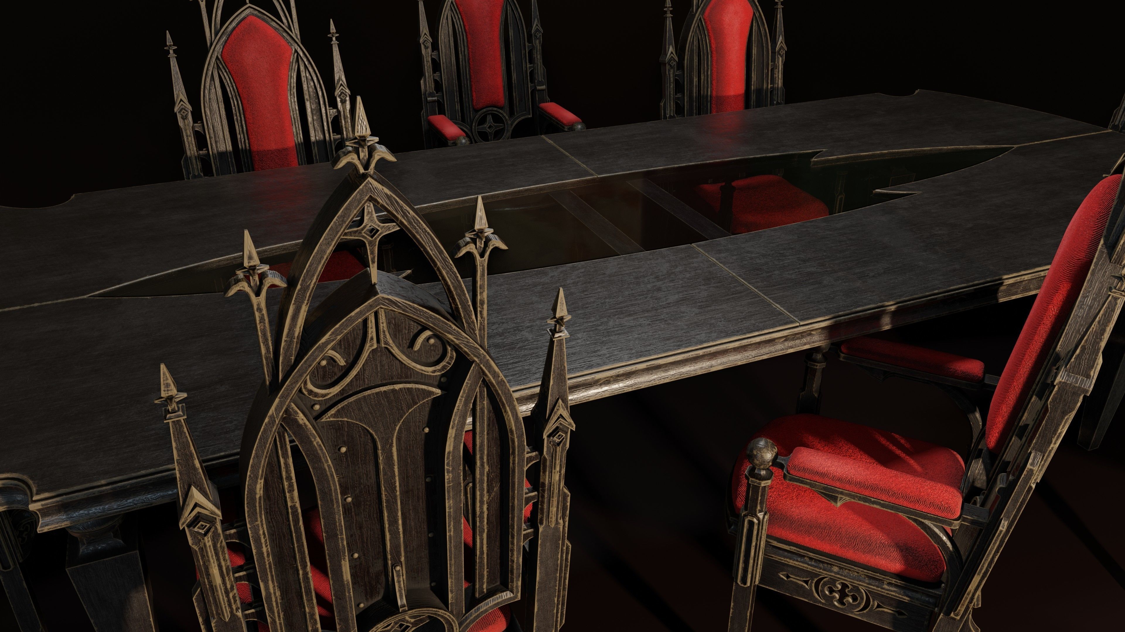 Victorian 8 seater table Low-poly 3D model_7