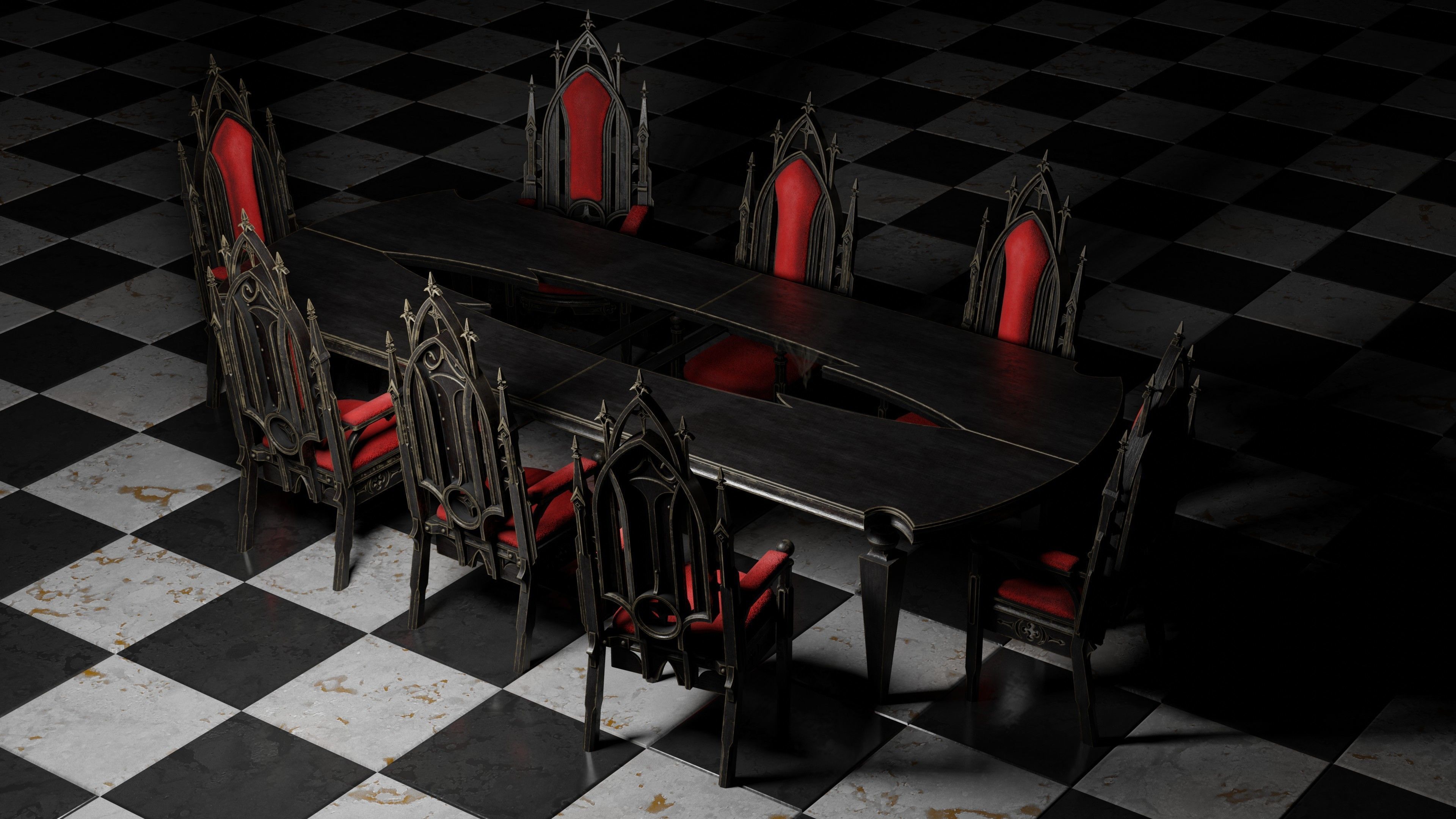 Victorian 8 seater table Low-poly 3D model_13