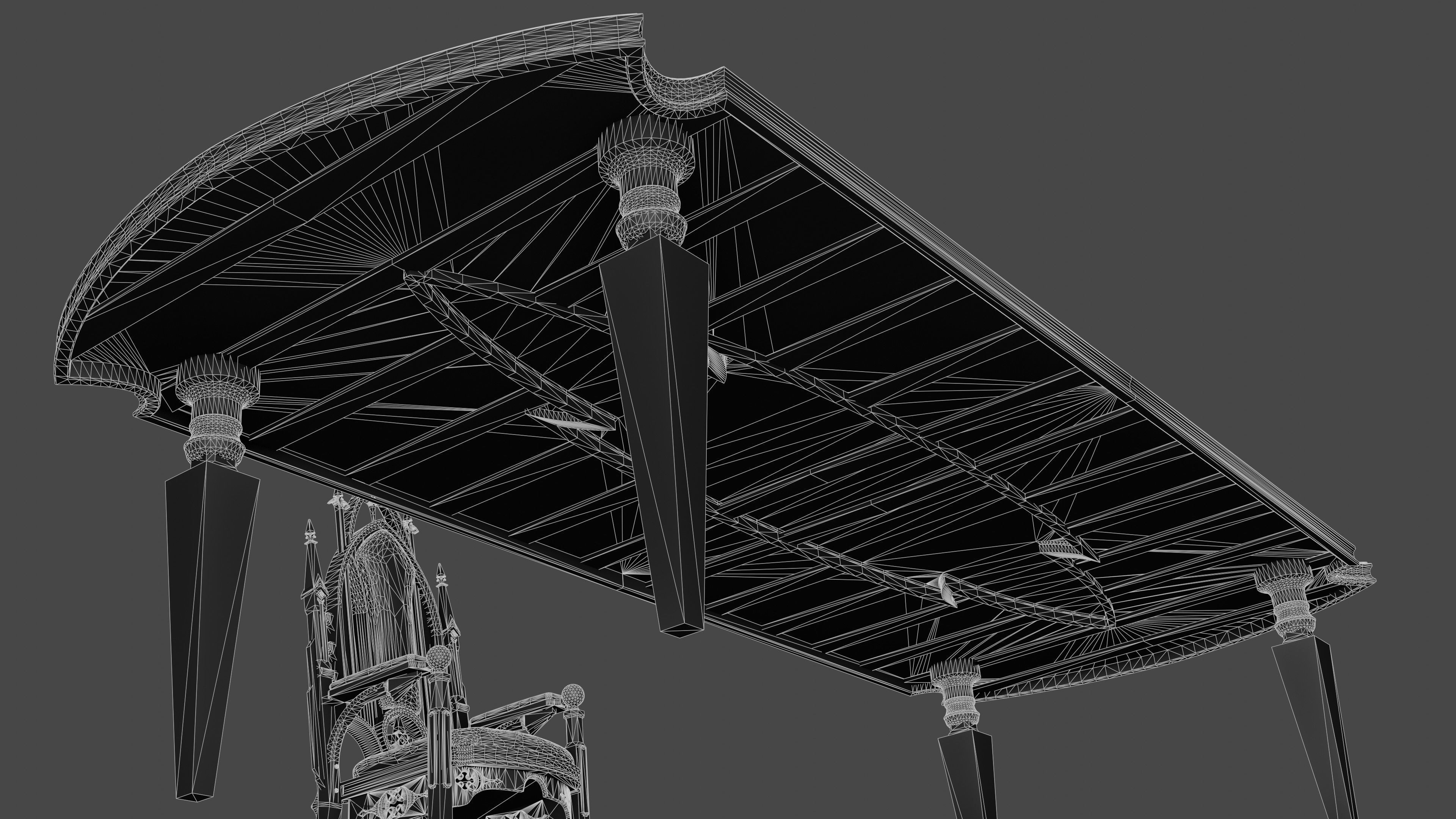 Victorian 8 seater table Low-poly 3D model_23