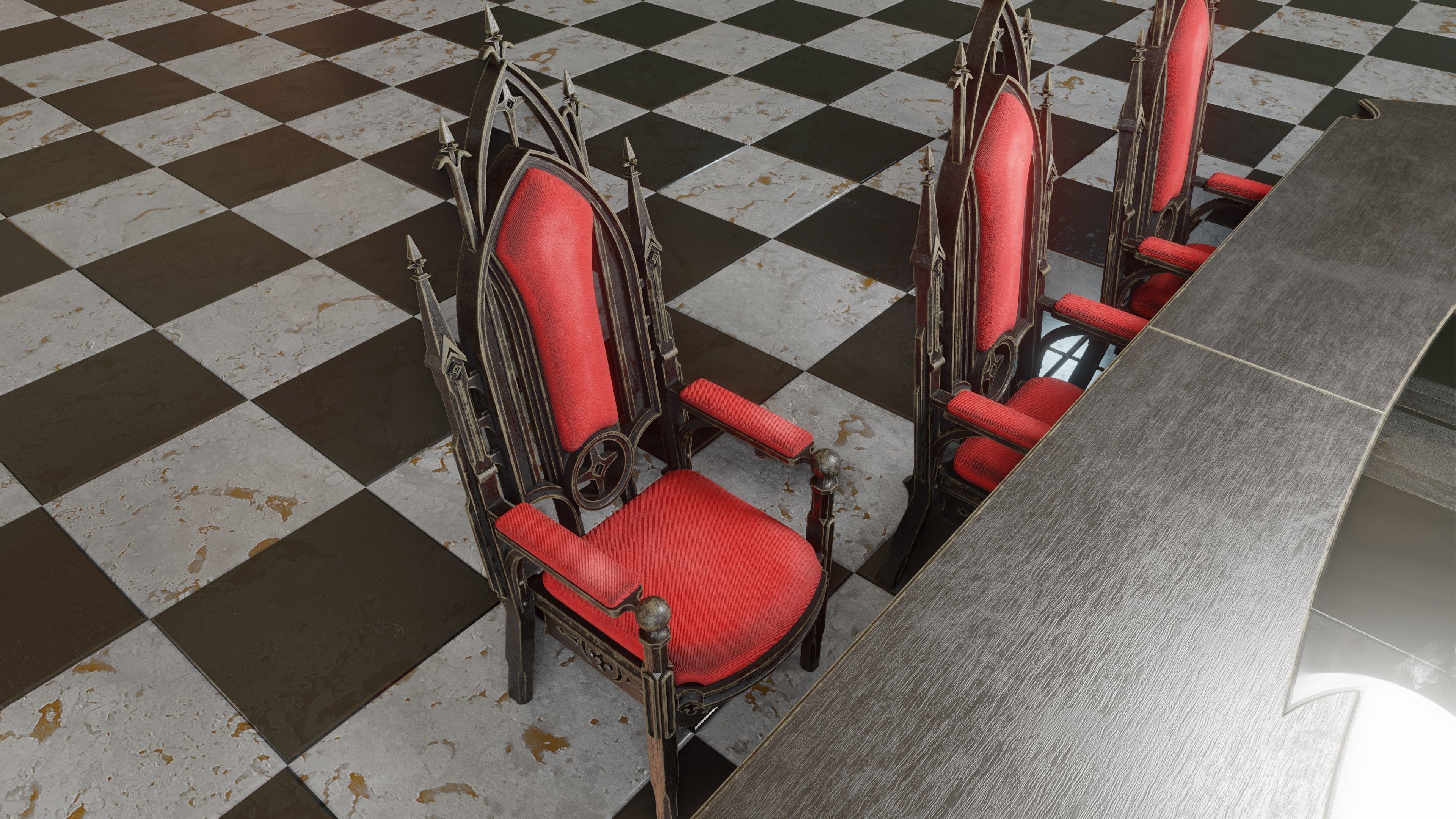 Victorian 8 seater table Low-poly 3D model_10
