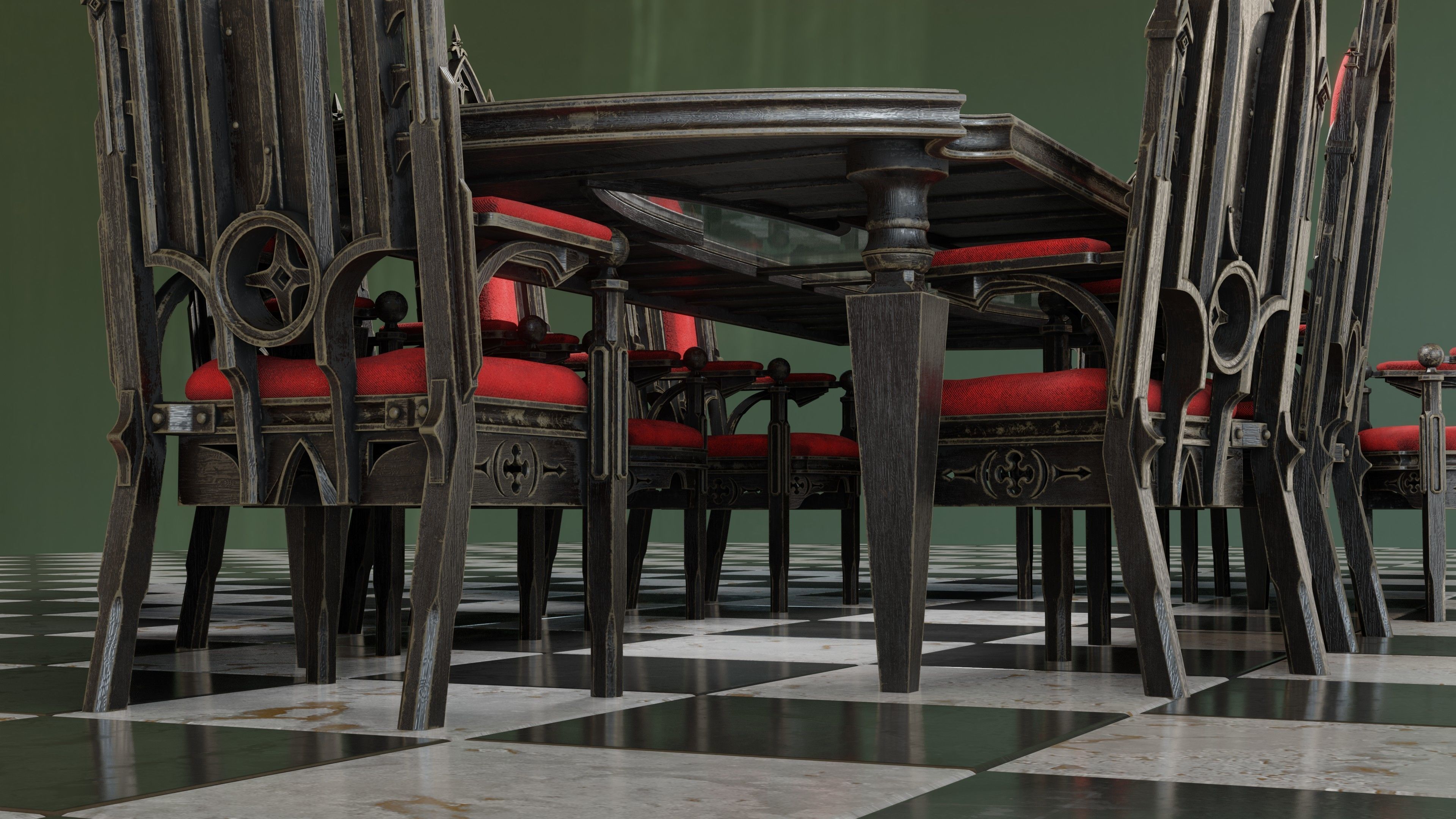 Victorian 8 seater table Low-poly 3D model_4