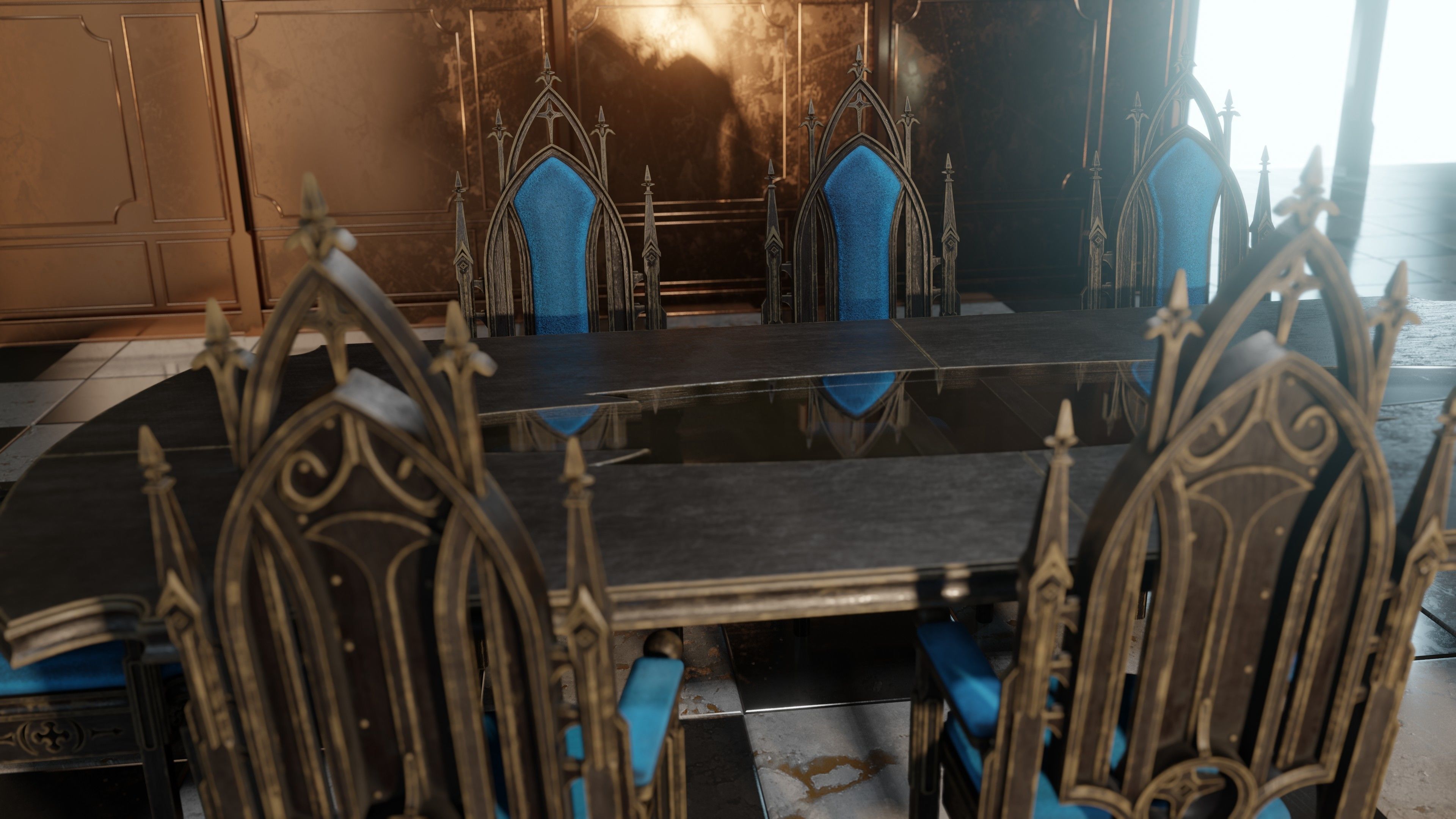 Victorian 8 seater table Low-poly 3D model_8