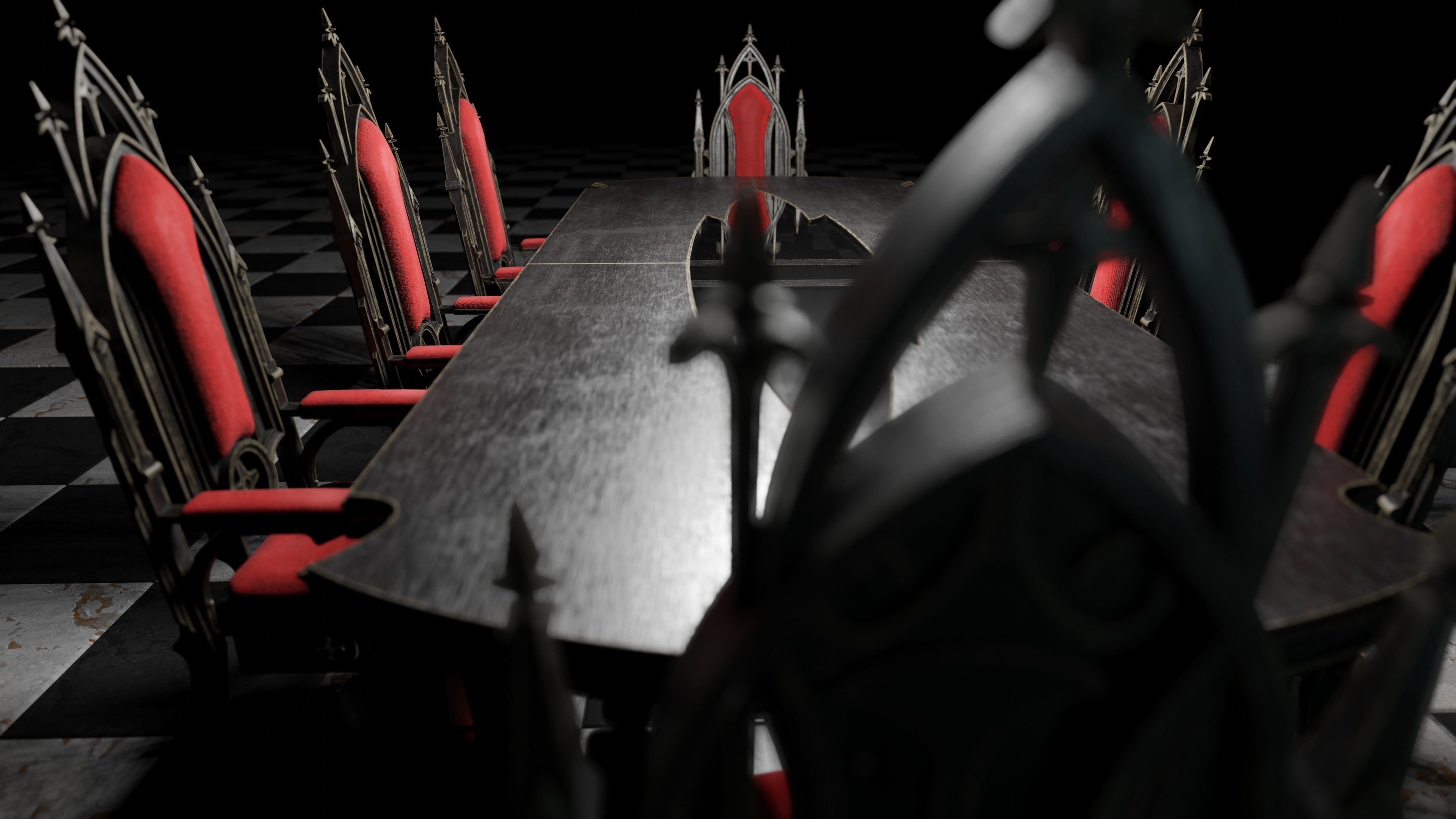 Victorian 8 seater table Low-poly 3D model_1