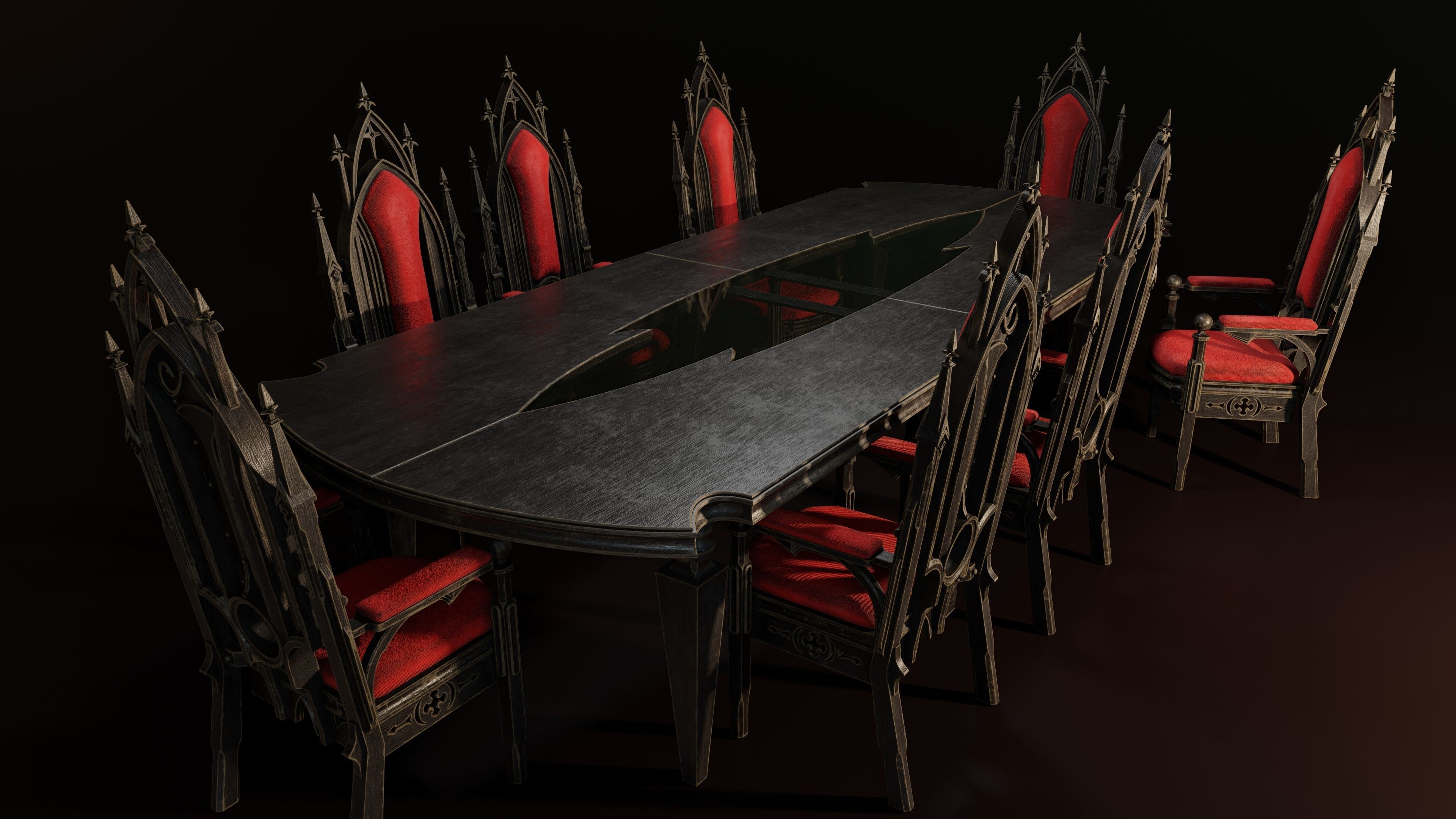 Victorian 8 seater table Low-poly 3D model_14