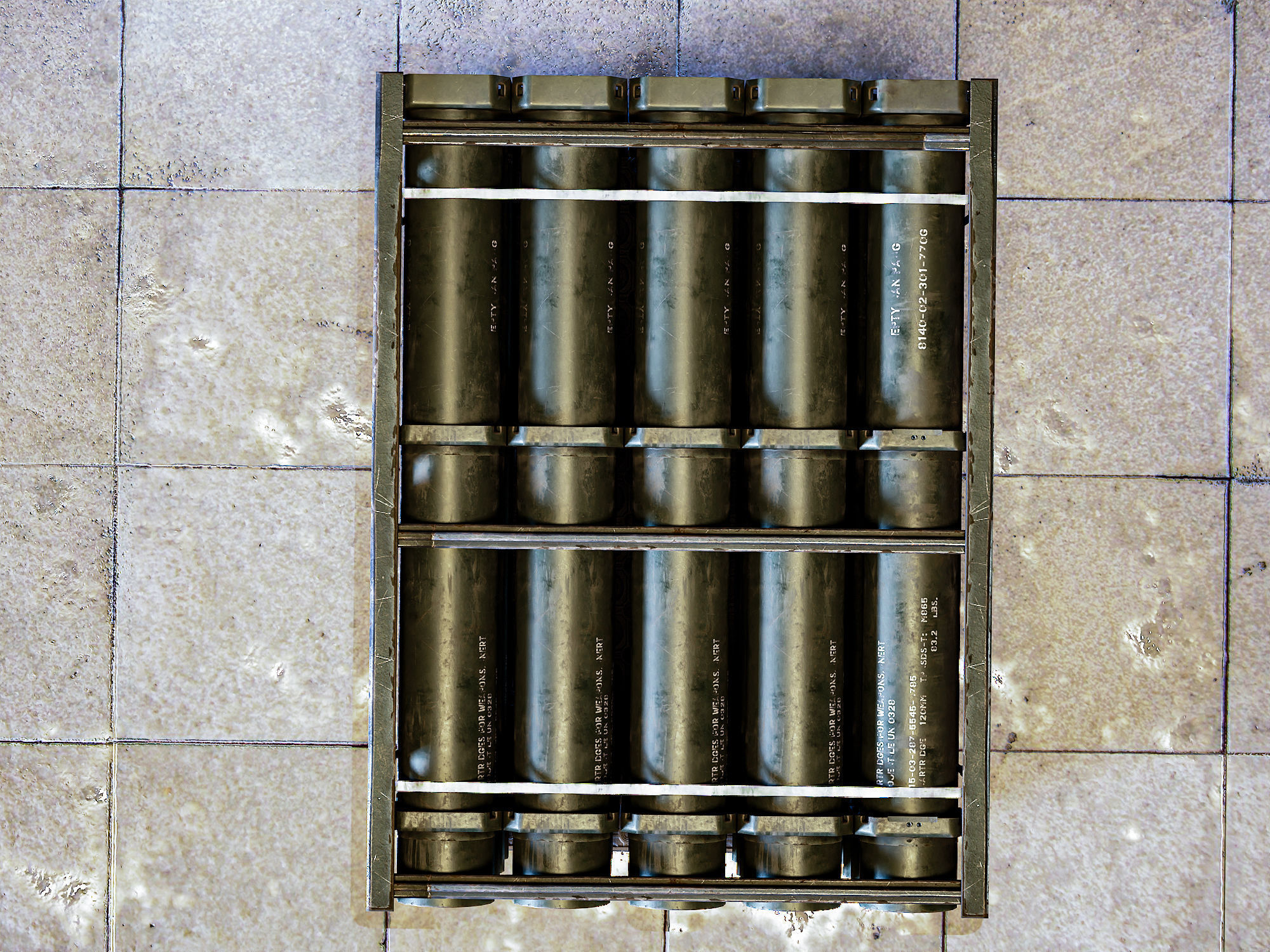 Military Cartridge Tube Cargo Low-poly 3D model_5