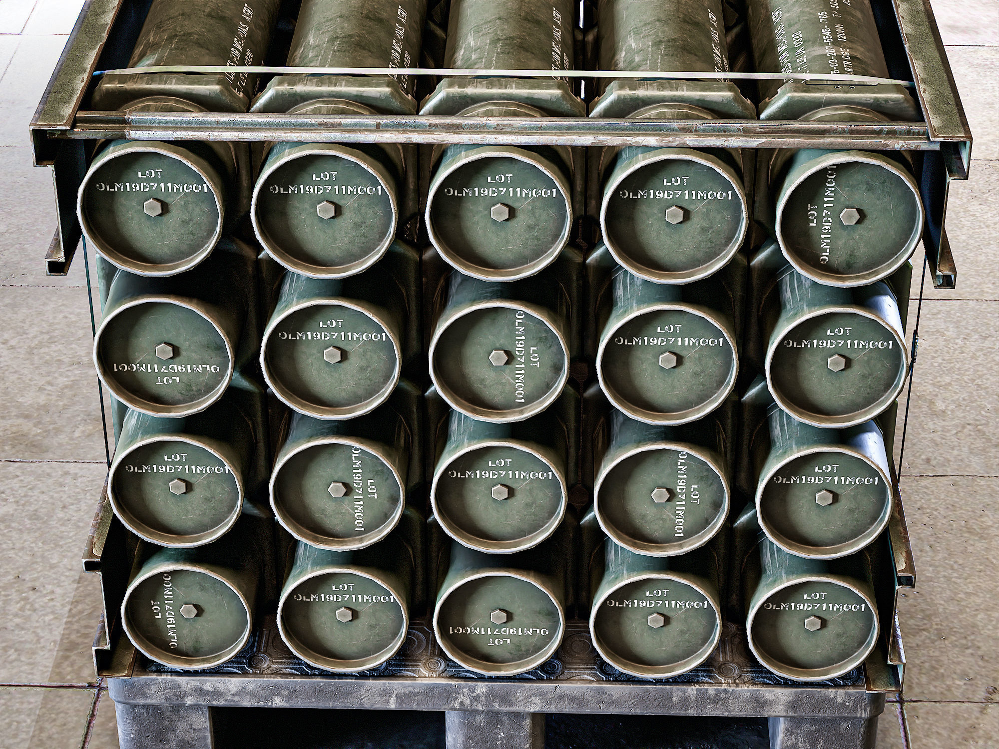 Military Cartridge Tube Cargo Low-poly 3D model_7