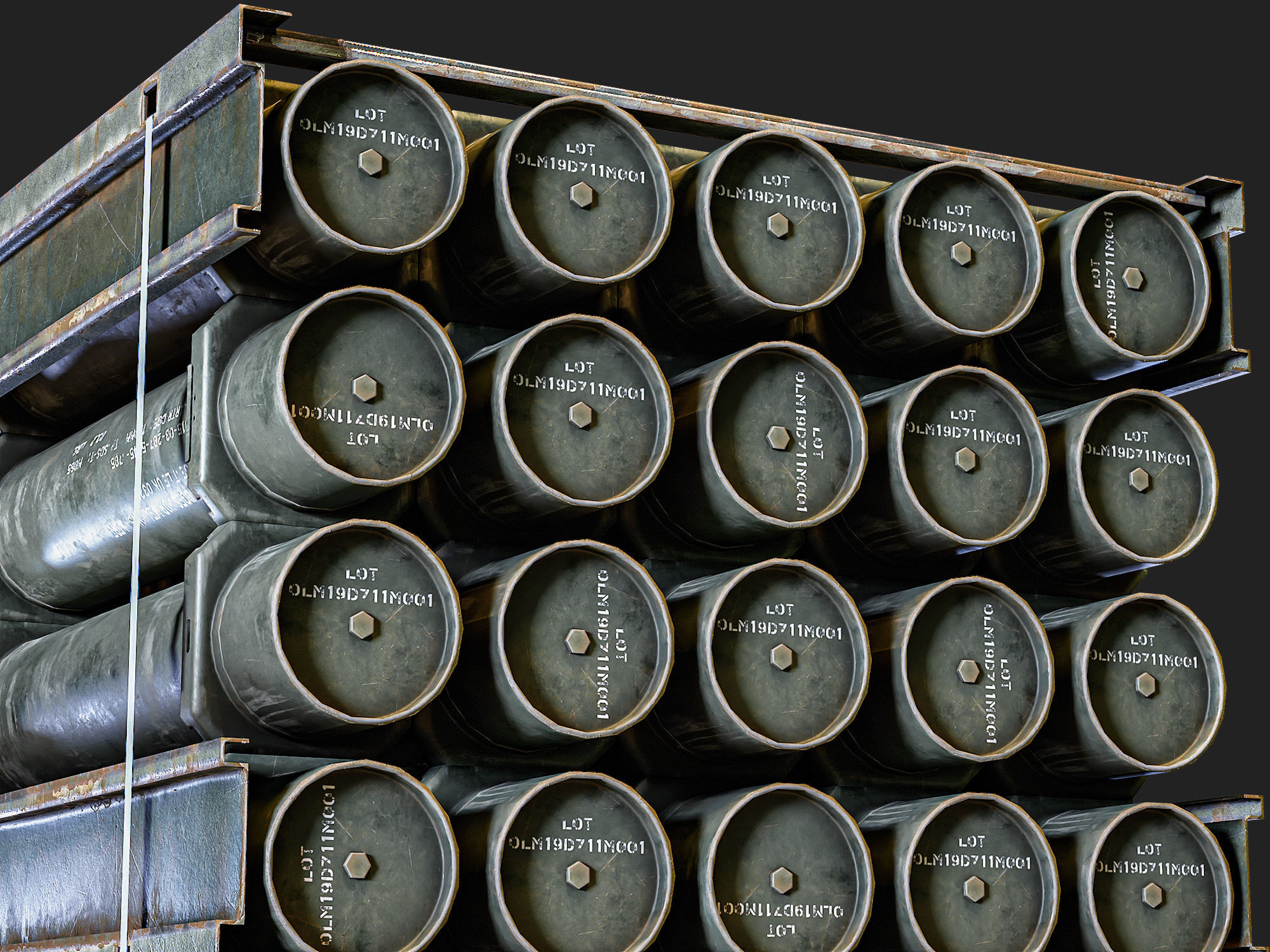 Military Cartridge Tube Cargo Low-poly 3D model_6