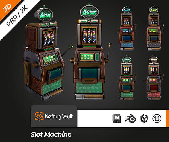 Slot Machine  Low-poly 3D model