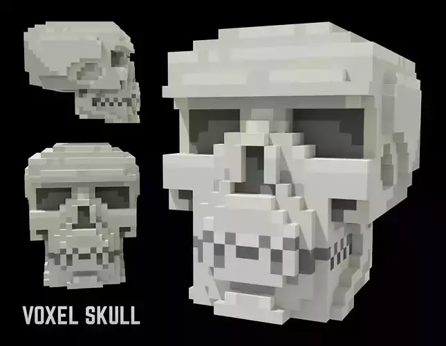 Voxel Human Skull Low-poly 3D model