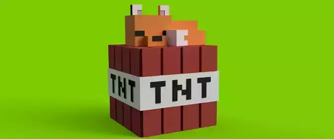 HUCHA  ALCANCIA DE ZORRO DE MINECRAFT SOBRE TNT