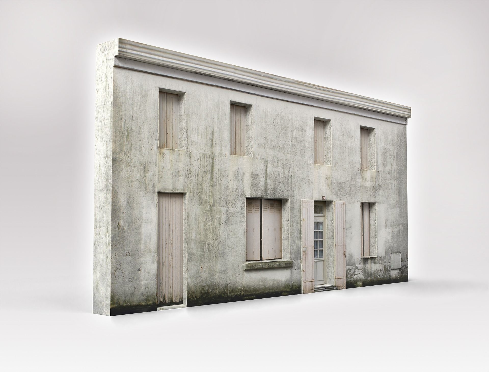 Old House - Building Realistic Asset Free low-poly 3D model_1
