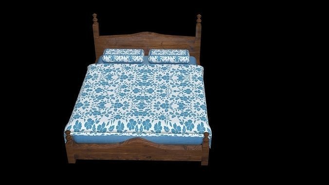 3D Bed Free low-poly 3D model