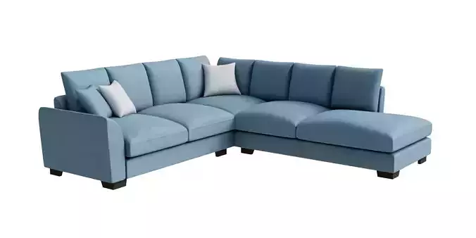 Long Blue Corner Sofa