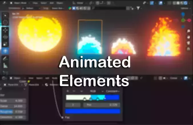 Cartoon elements for blender animation Low-poly 3D model