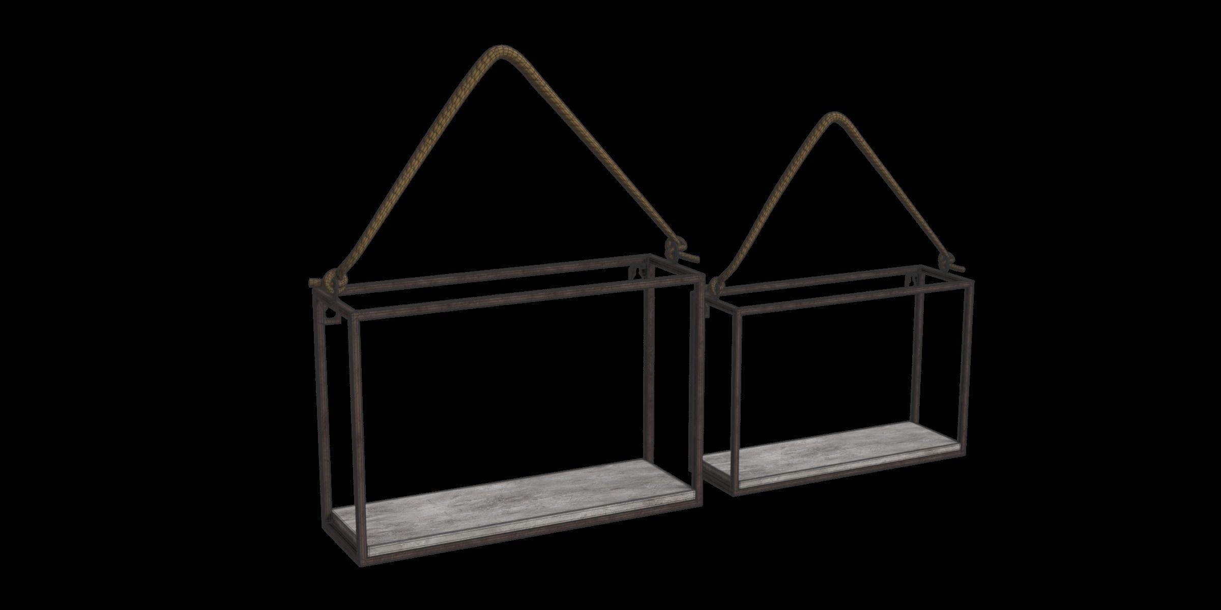 Rustic Industrial Shelf Low-poly 3D model_3