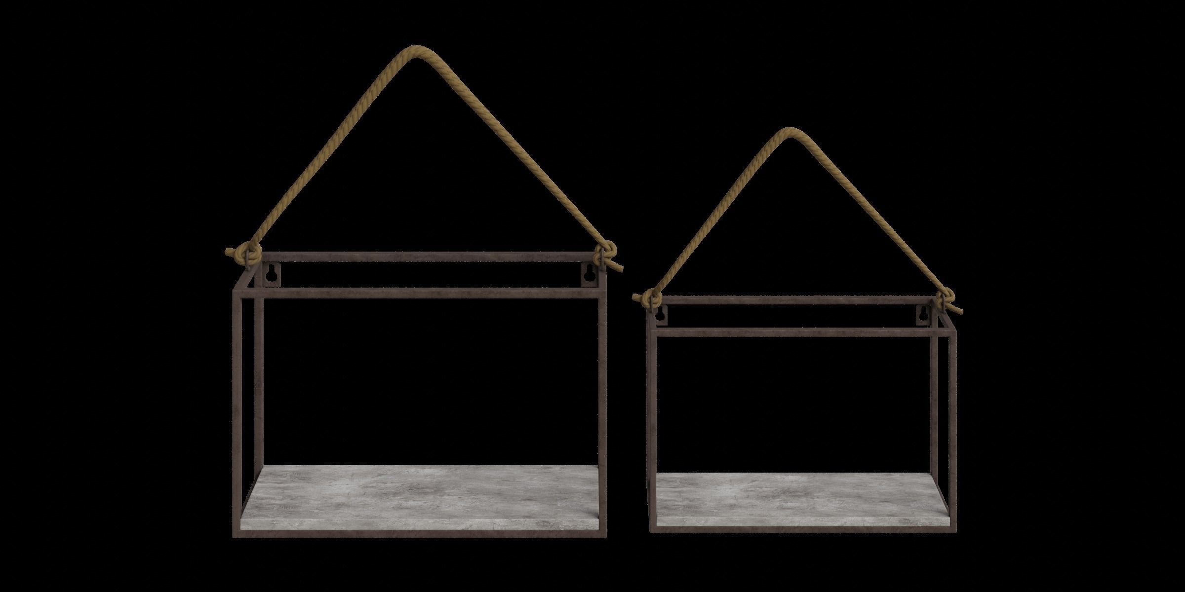 Rustic Industrial Shelf Low-poly 3D model_8