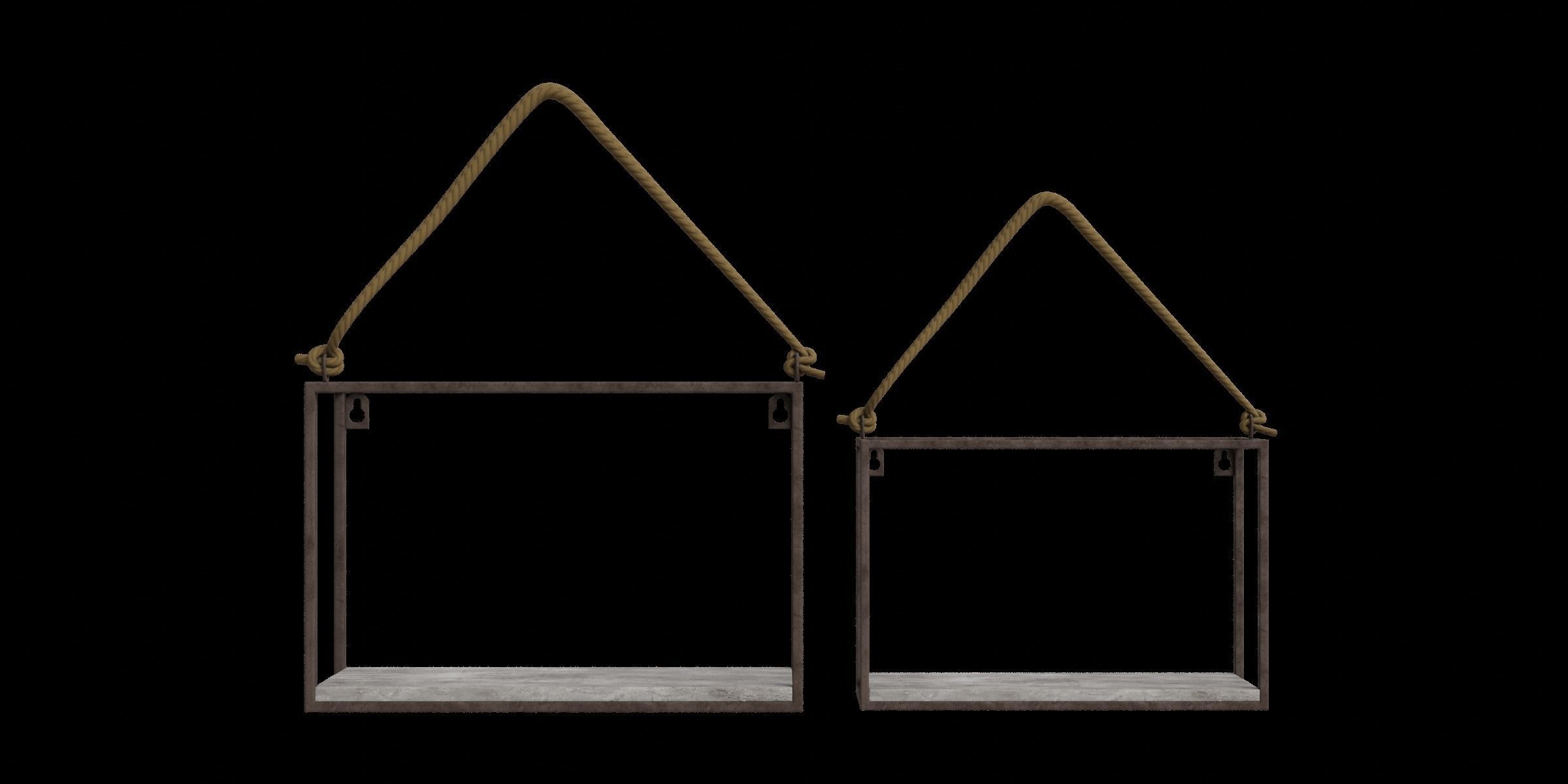 Rustic Industrial Shelf Low-poly 3D model_4