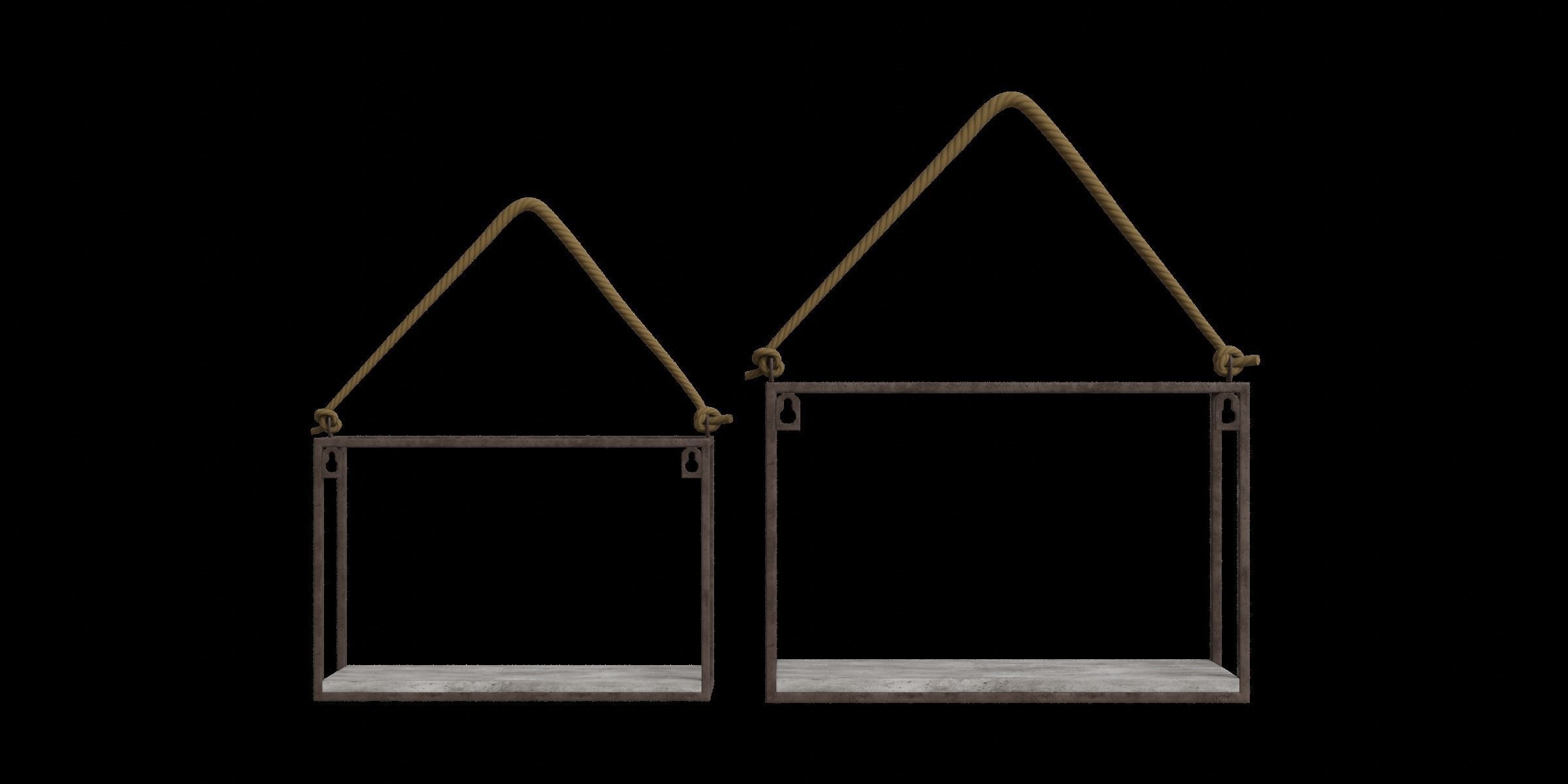 Rustic Industrial Shelf Low-poly 3D model_6