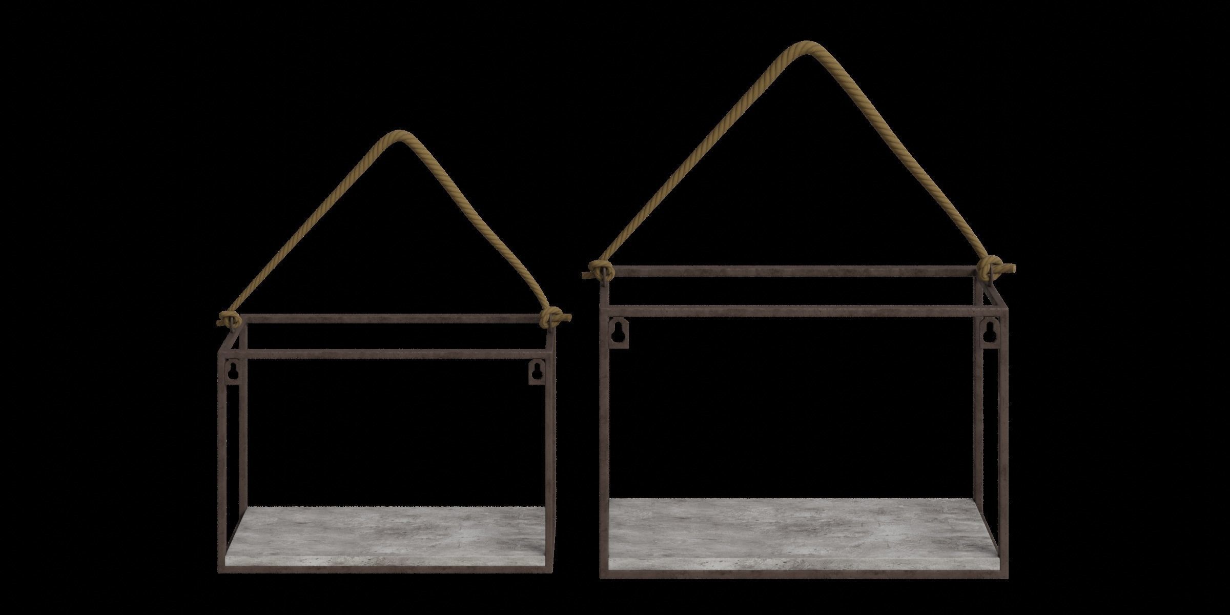 Rustic Industrial Shelf Low-poly 3D model_10