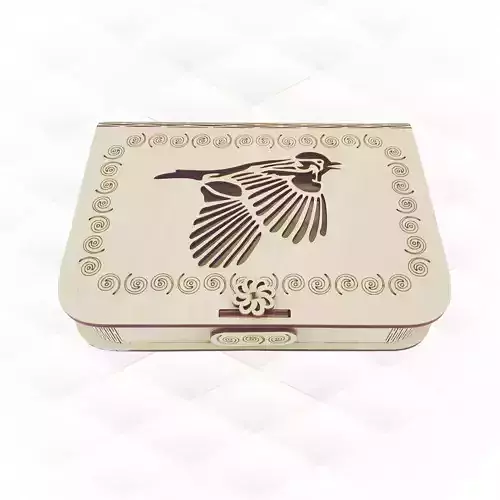 Gift box with Bird pattern laser cut design Svg dxf files 