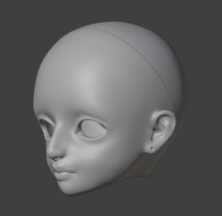 3d digital model Female head for bjd doll STL OBJ files 3D print model_3