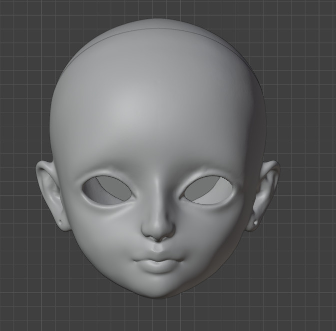 3d digital model Female head for bjd doll STL OBJ files 3D print model_1