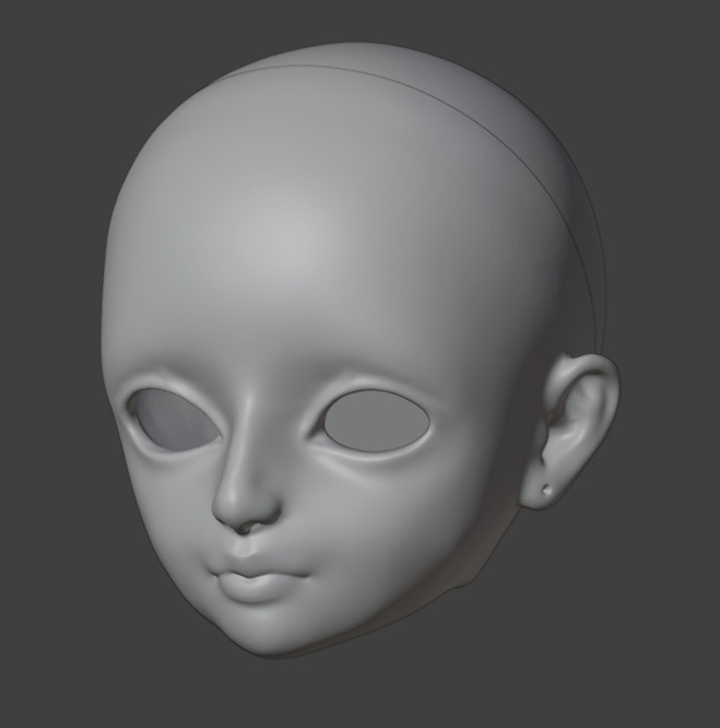 3d digital model Female head for bjd doll STL OBJ files 3D print model_4