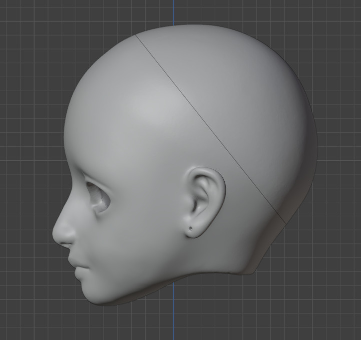 3d digital model Female head for bjd doll STL OBJ files 3D print model_2