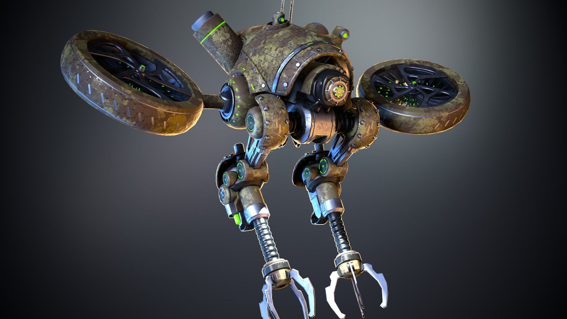 Sci-fi drone 01 Low-poly 3D model_3
