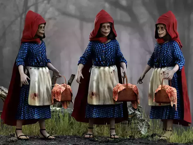 Horror Little Red Riding Hood Low-poly 3D model