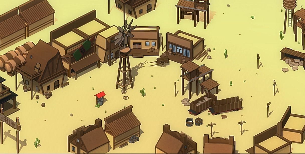 low poly western pack 3D model_2