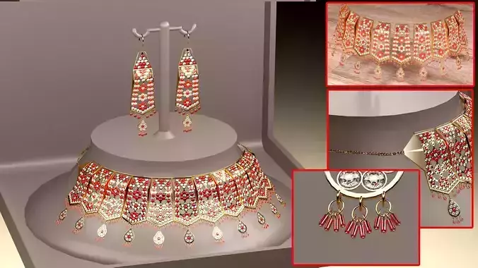 necklace and earring set 3D model necklace and earring set 3D model