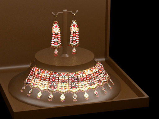 necklace and earring set 3D model_21