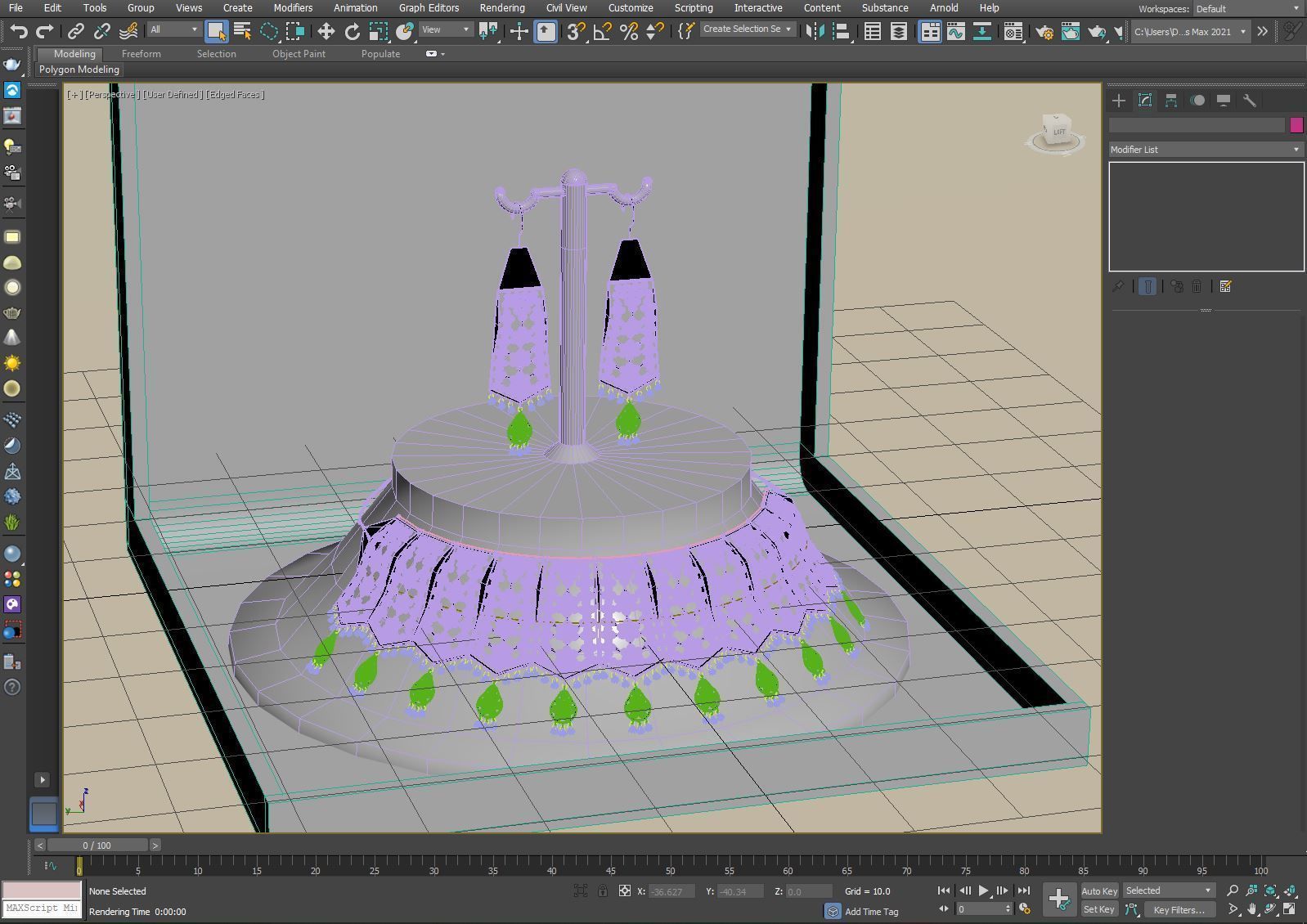 necklace and earring set 3D model_7