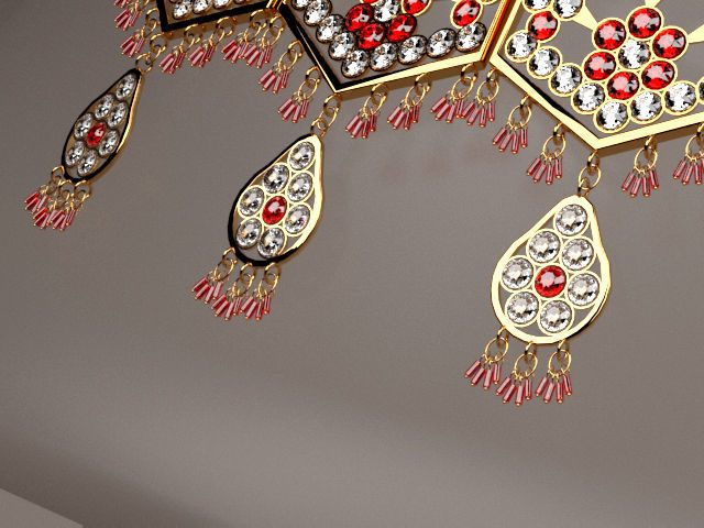 necklace and earring set 3D model_22