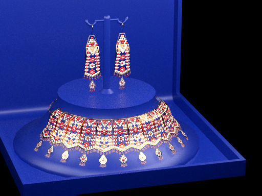 necklace and earring set 3D model_29