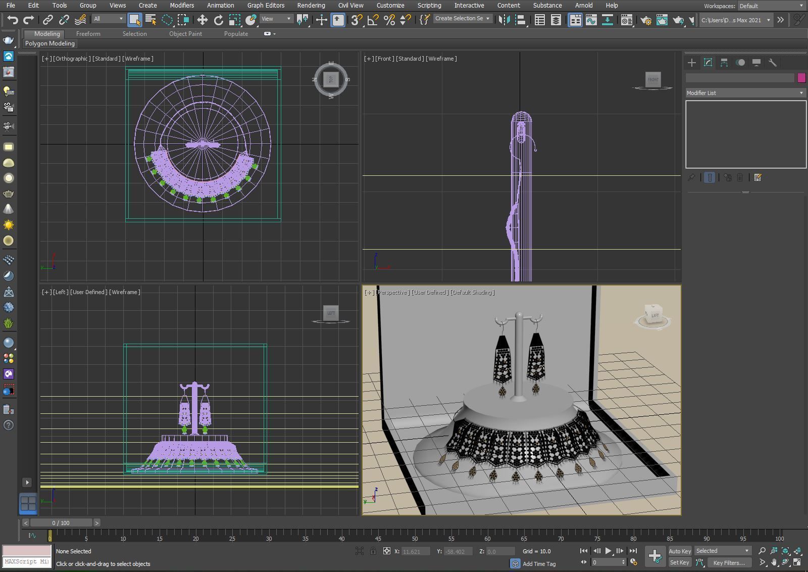necklace and earring set 3D model_8