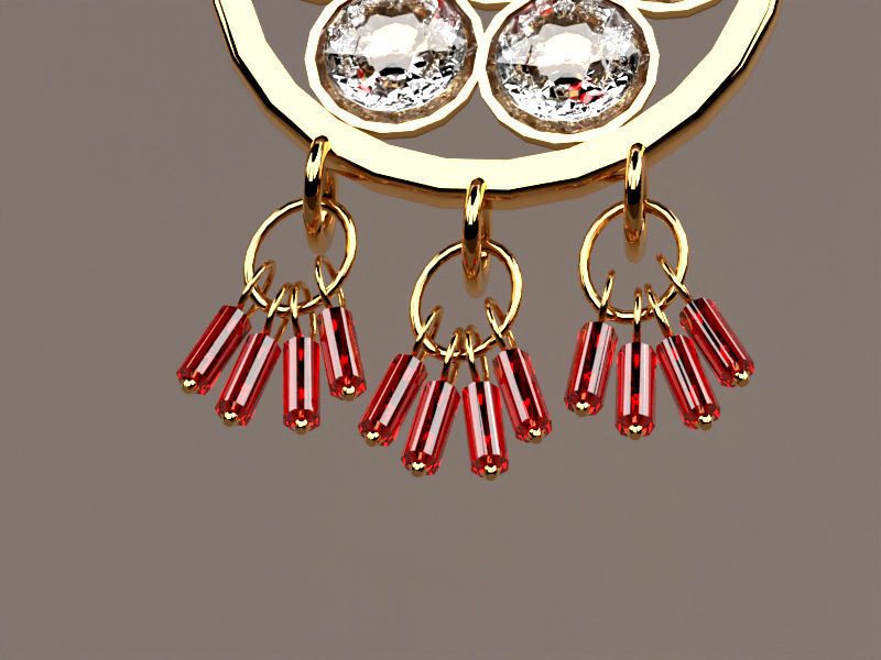 necklace and earring set 3D model_15