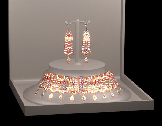 necklace and earring set 3D model_20
