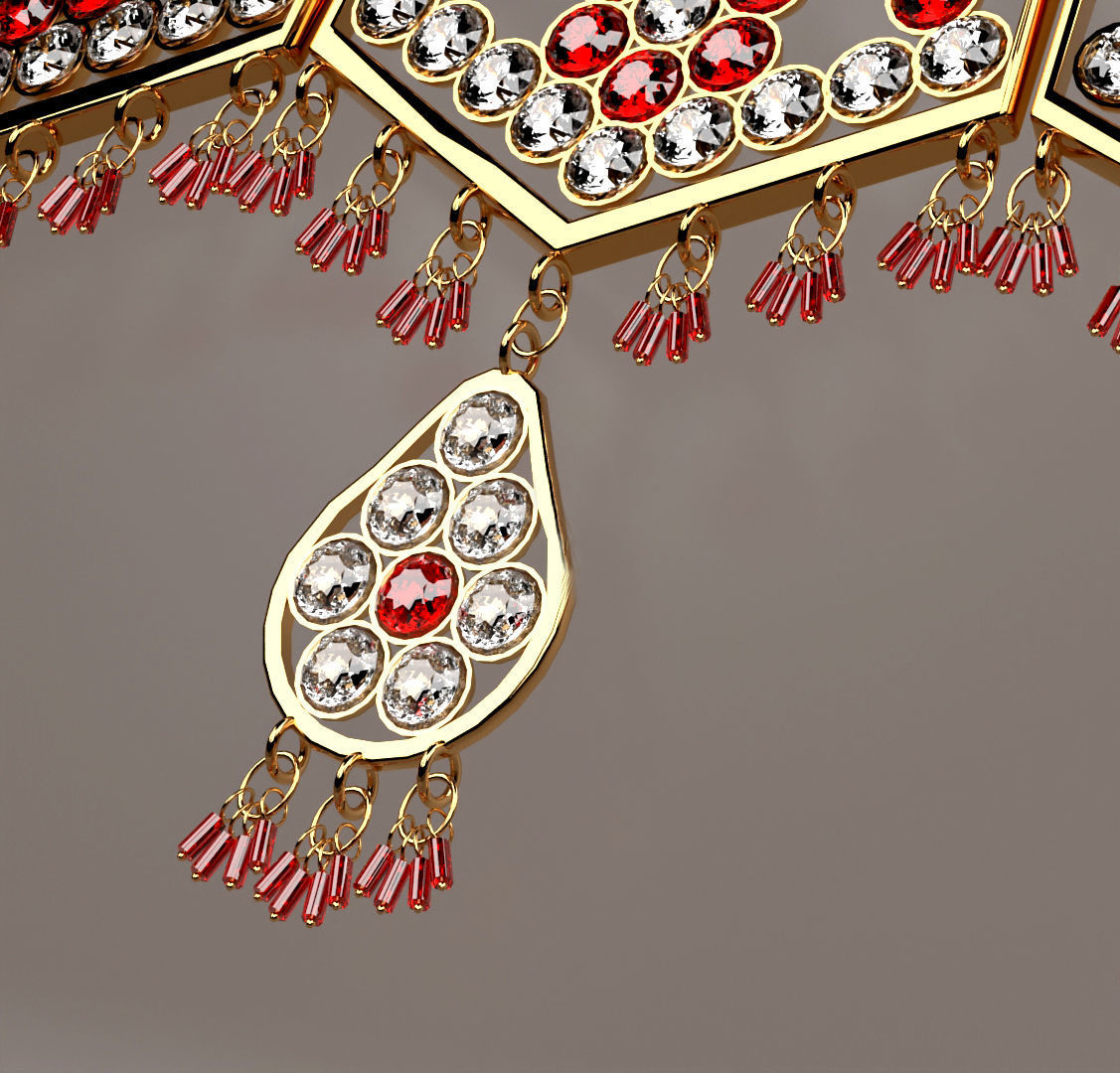 necklace and earring set 3D model_24