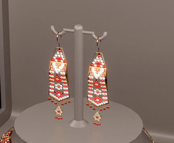 necklace and earring set 3D model_27
