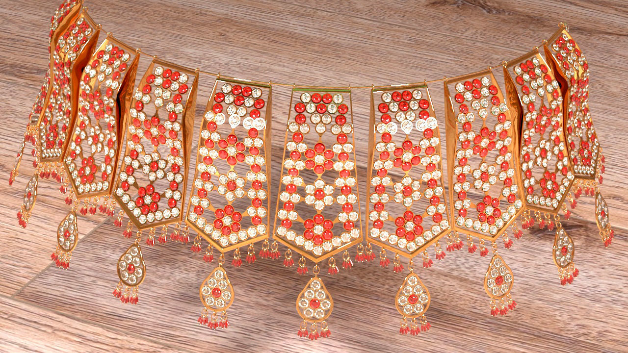 necklace and earring set 3D model_26